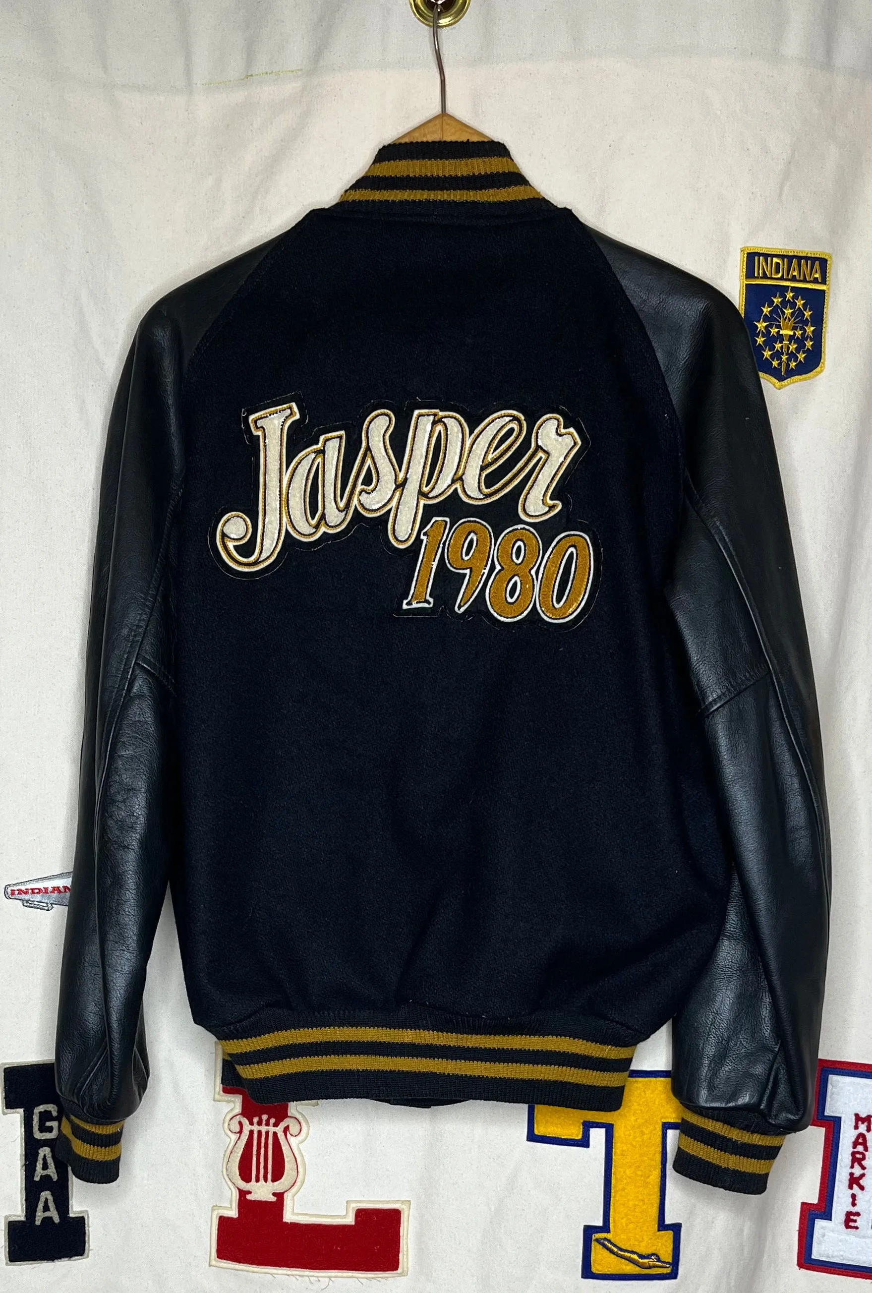 1980 Jasper High School Leather Letterman Varsity Jacket: S