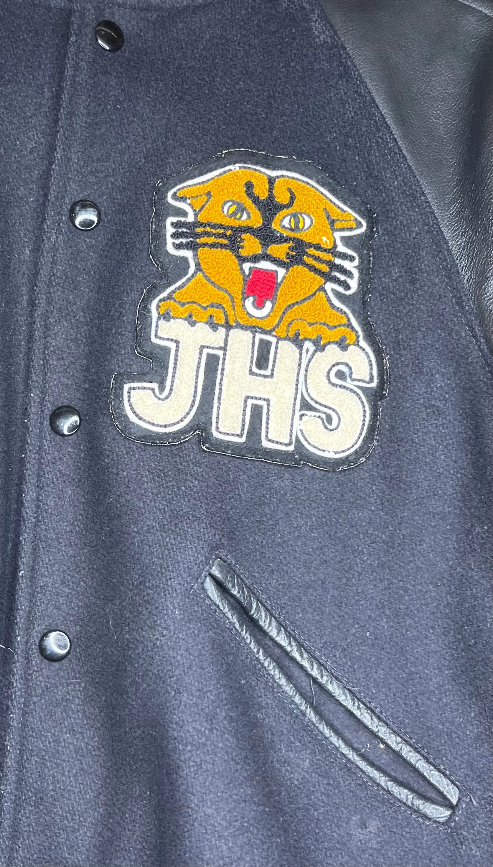 1980 Jasper High School Leather Letterman Varsity Jacket: S