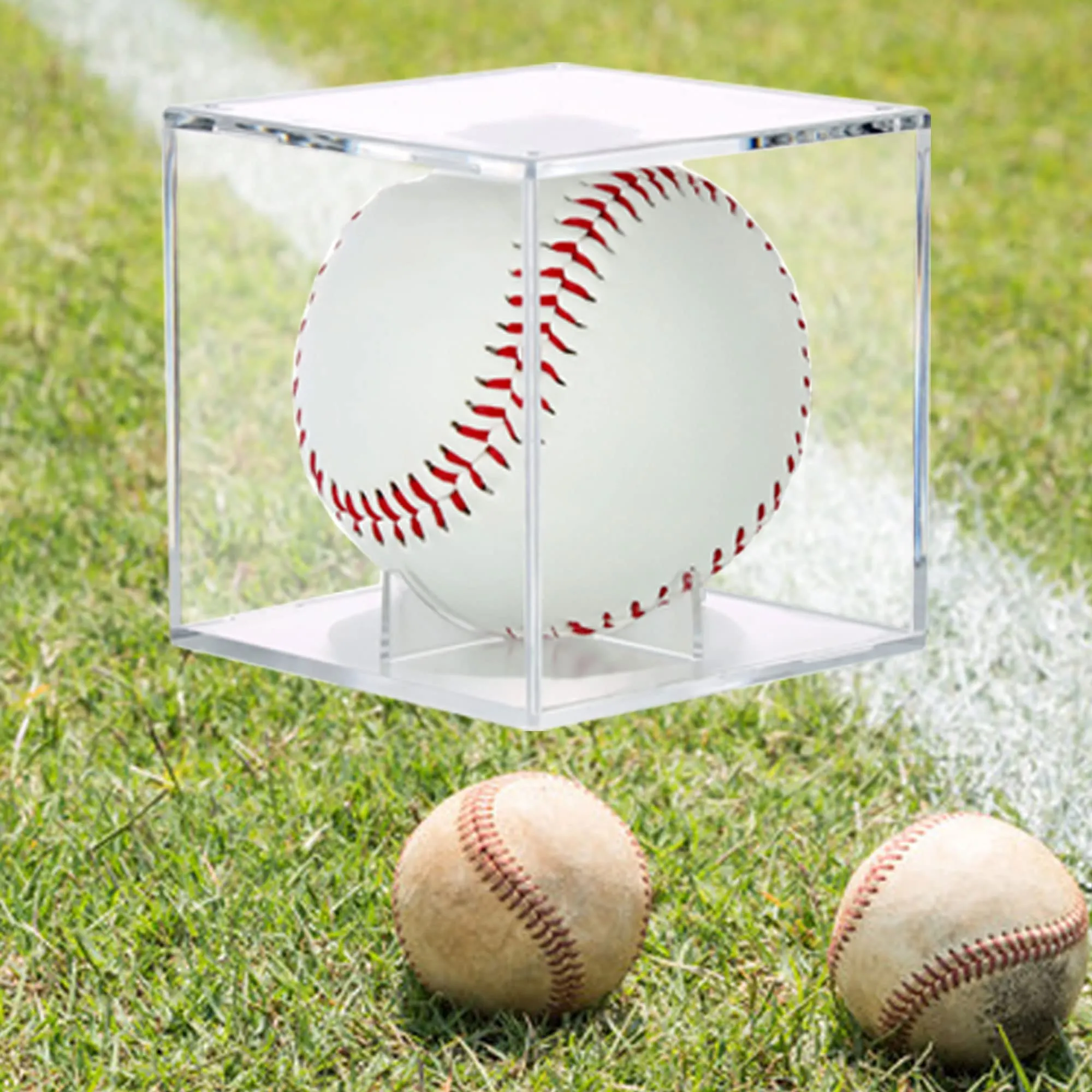 2 Pack Baseball Display Case, Baseball Box with UV Protected,Acrylic Baseball Boxes for Display,Baseball Cube Memorabilia Display Protector,Official Baseball Autograph Display Case