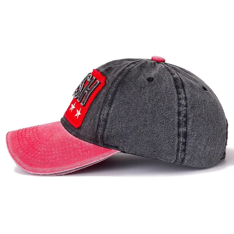 3D Retro PUSH Star Embroidered Washed Cotton Baseball Adjustable Snapback Cap