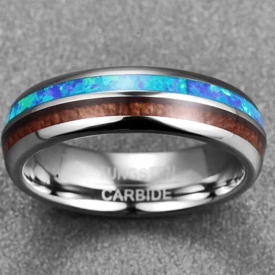 6MM Wood Tungsten Carbide Men Ring