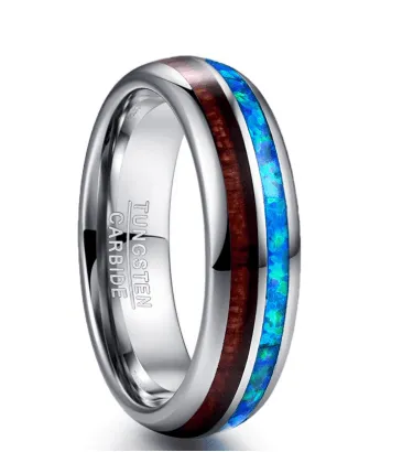 6MM Wood Tungsten Carbide Men Ring