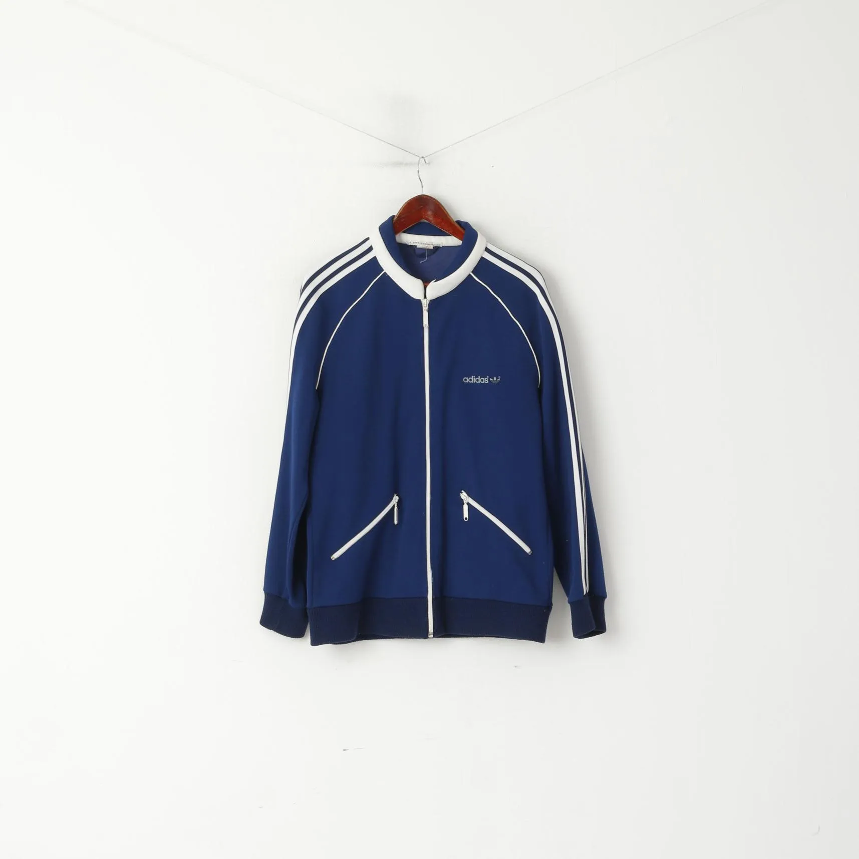 Adidas Real Vintage 70s Beckenbauer Men 52 L Track Jacket Navy Tracksuit Finland Top