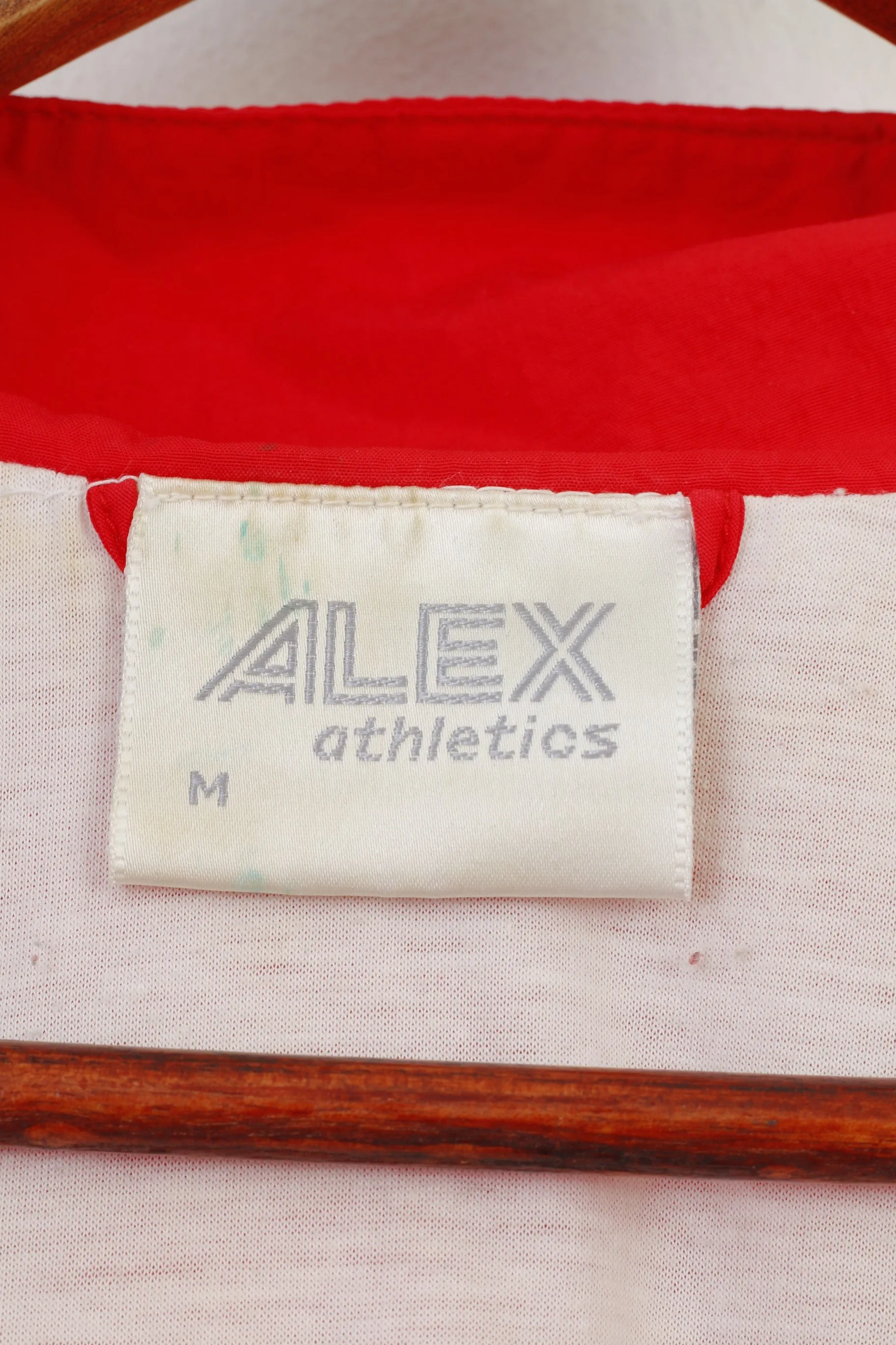 Alex Athletics Men M Jacket Vintage Red Full Zipper 90s Oldschool Polyamid Top