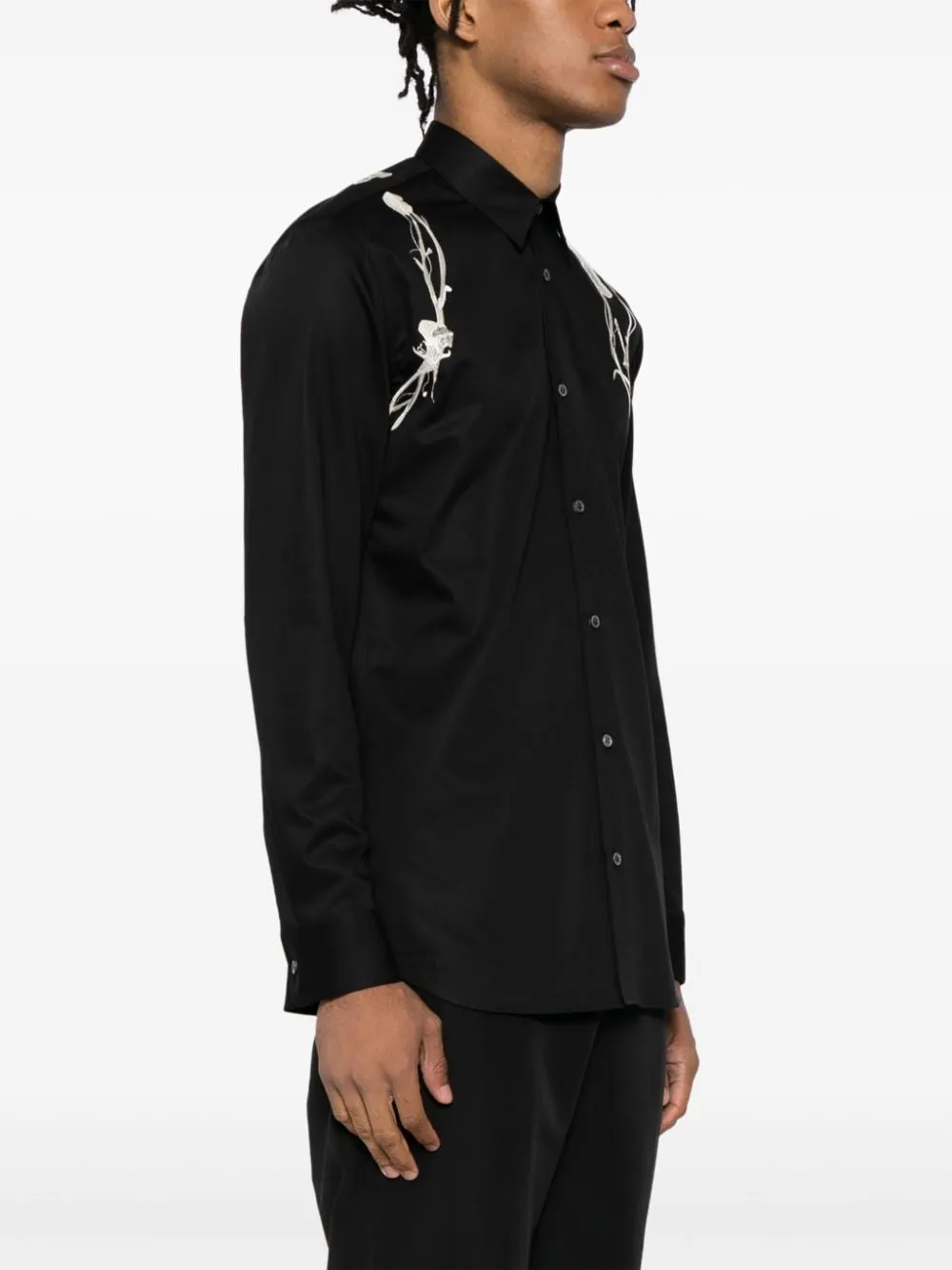 ALEXANDER MCQUEEN Floral Harness Detail Cotton Shirt