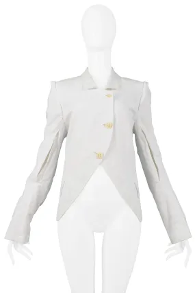 ANN DEMEULEMEESTER WHITE COTTON SLIT SLEEVE JACKET