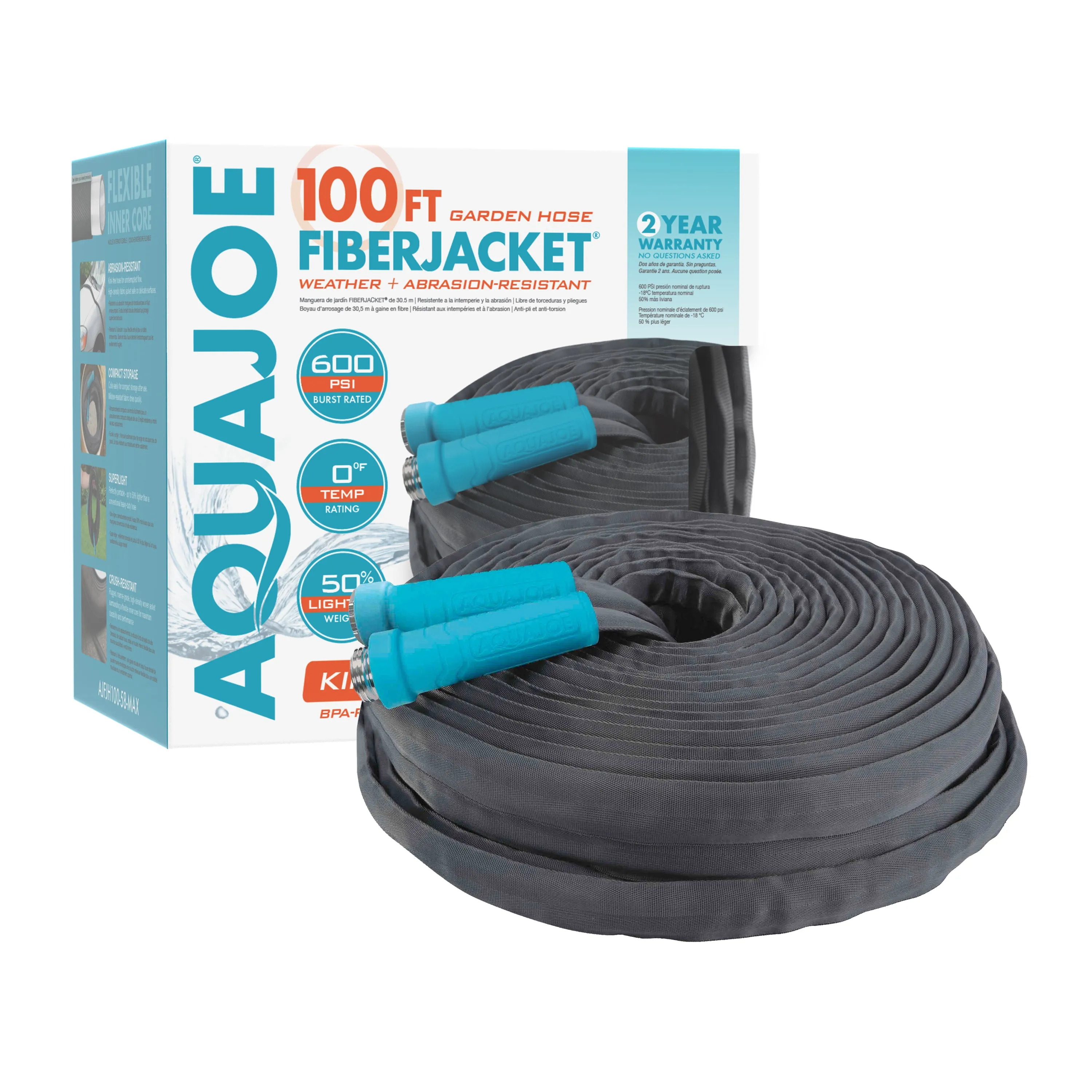 Aqua Joe AJFJH100-58-MAX Superlight Fiberjacket Max Garden Hose | 10-Foot