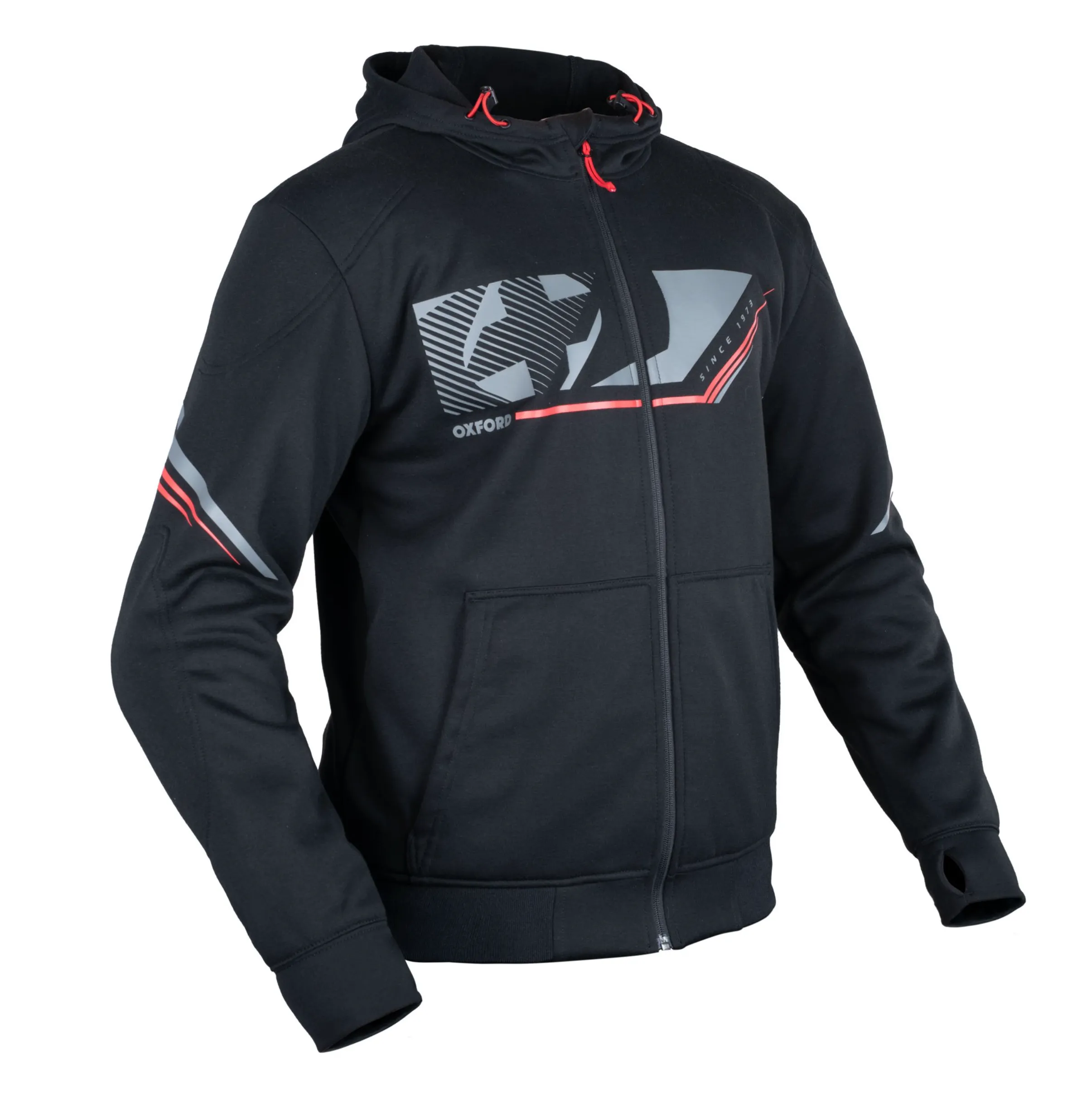 Aramid Lined Biker Riding Black Sports Super Hoodie by Oxford