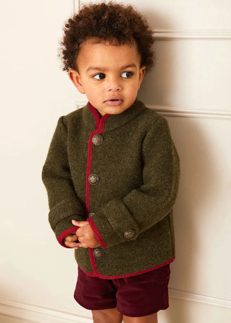 Austrian Single Breasted Contrast Trim Jacket in Green (18mths-10yrs)