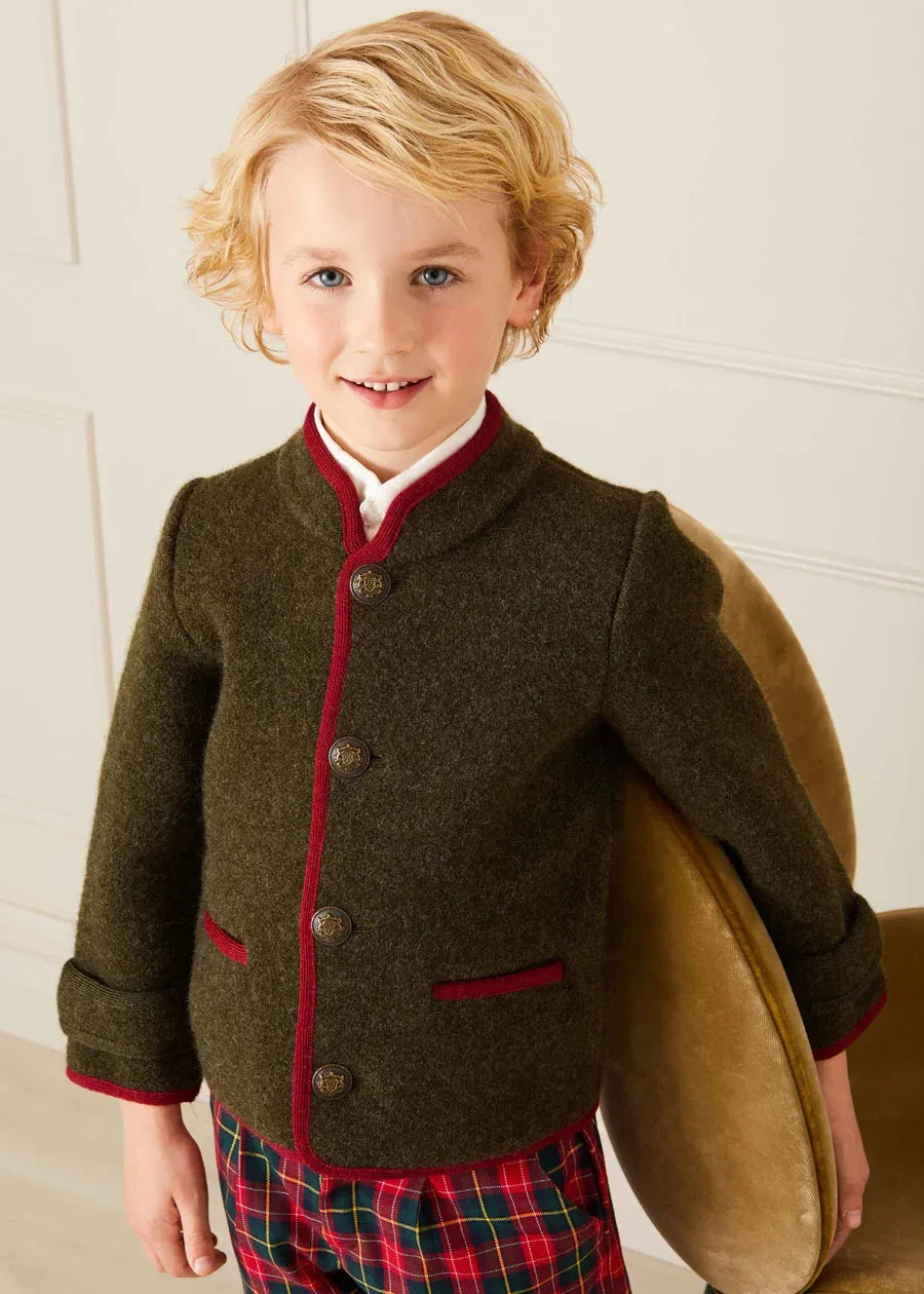 Austrian Single Breasted Contrast Trim Jacket in Green (18mths-10yrs)