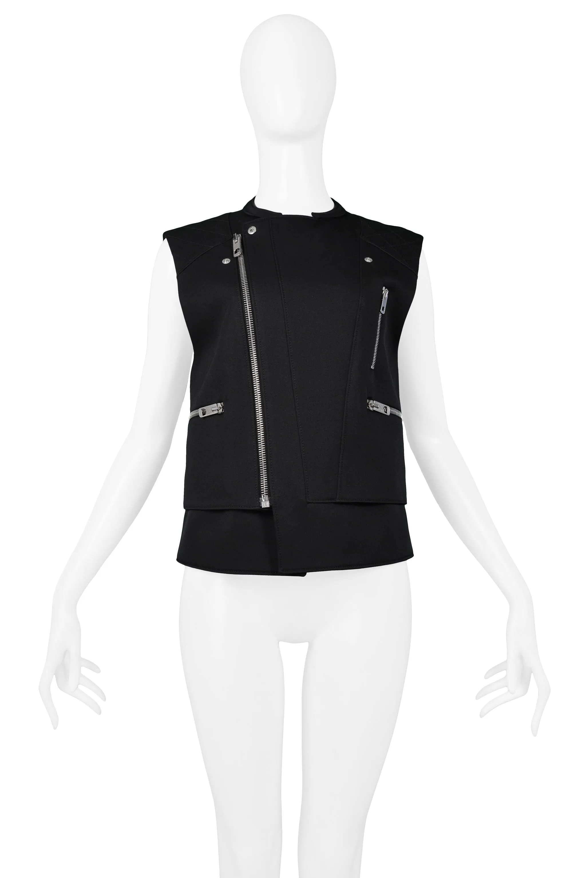 BALENCIAGA BLACK MOTORCYCLE ZIPPER VEST 2011