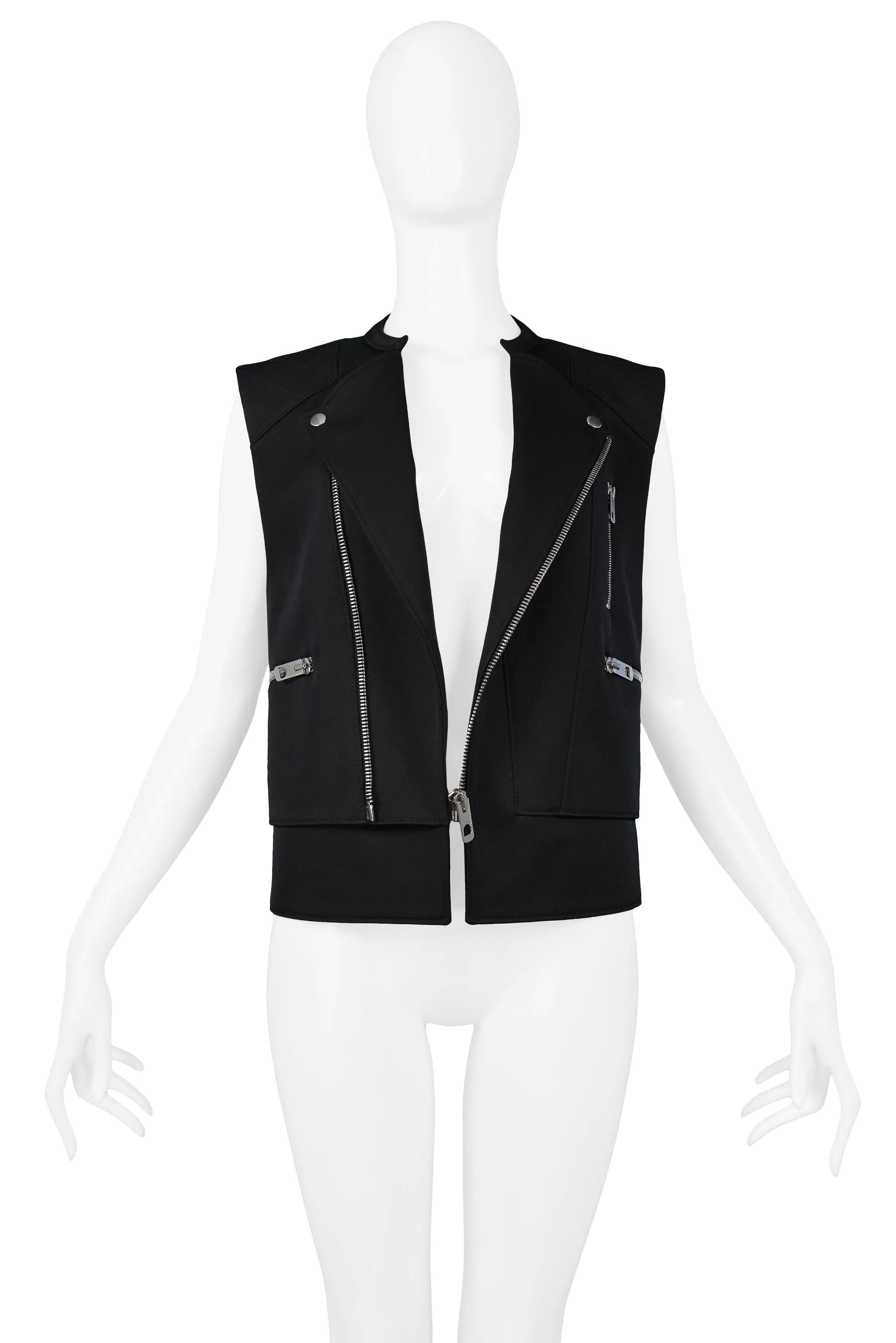 BALENCIAGA BLACK MOTORCYCLE ZIPPER VEST 2011