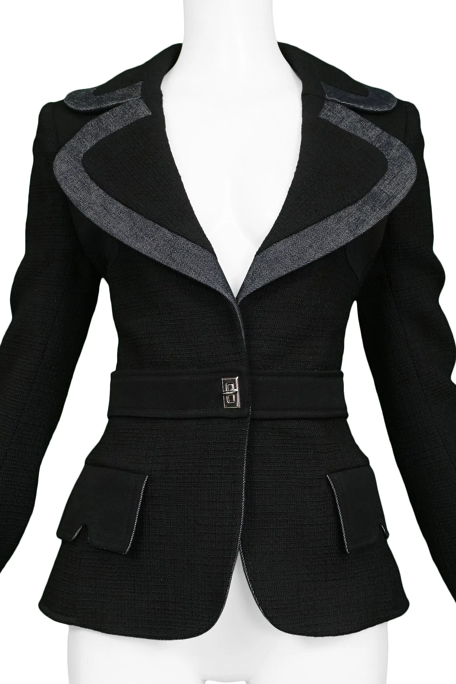 BALENCIAGA BY NICOLAS GHESQUIERE BLACK NOTCH LAPEL BLAZER 2005