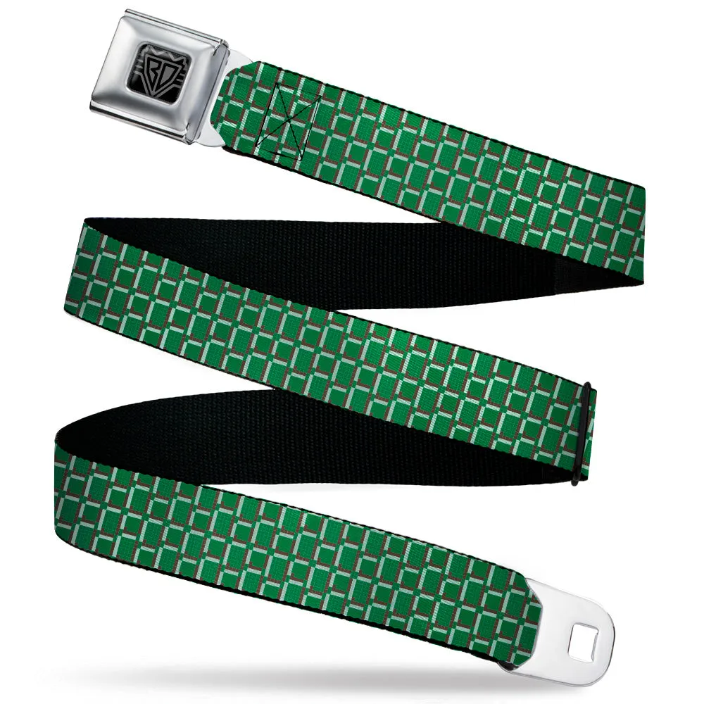 BD Wings Logo CLOSE-UP Black/Silver Seatbelt Belt - 8-Bit Pixel CLOSE-UP2 Green/White/Brown Webbing