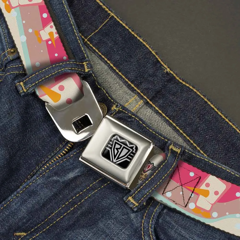 BD Wings Logo CLOSE-UP Full Color Black Silver Seatbelt Belt - Block Penguins Mauve Webbing