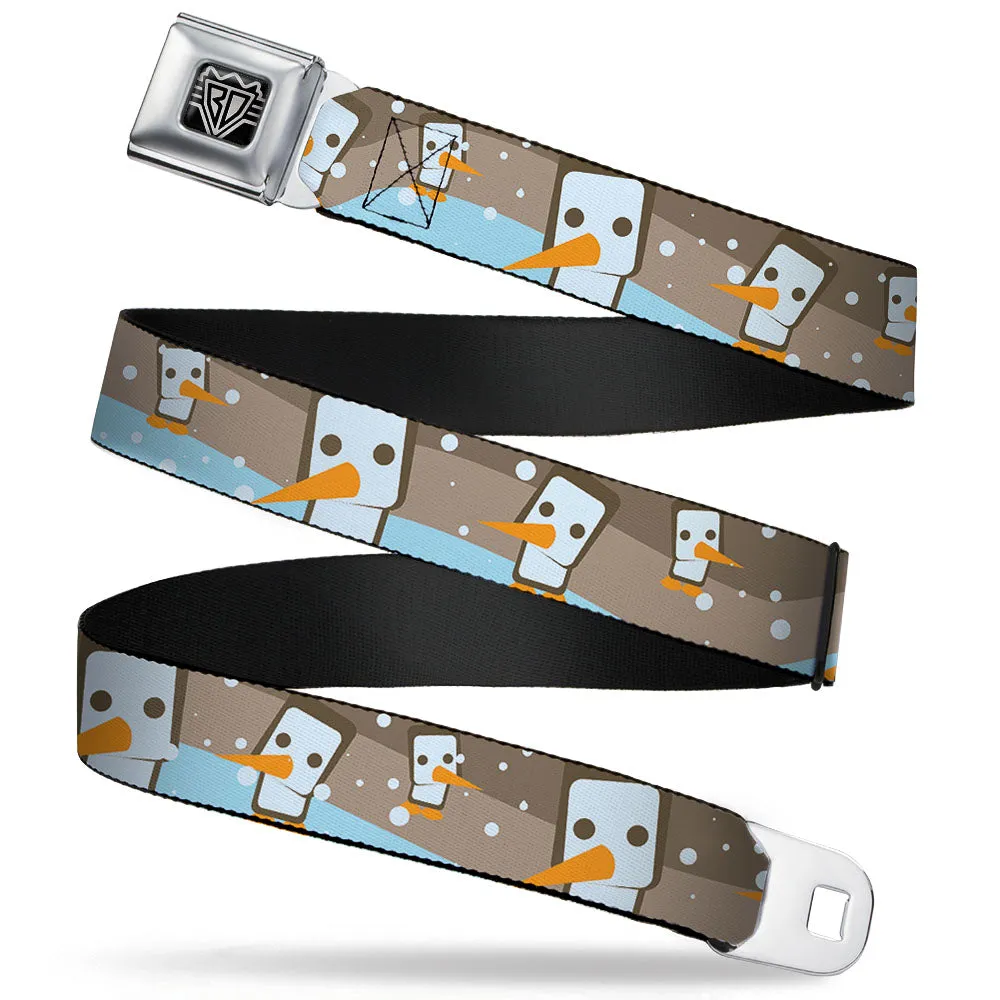 BD Wings Logo CLOSE-UP Full Color Black Silver Seatbelt Belt - Block Penguins Tan Webbing