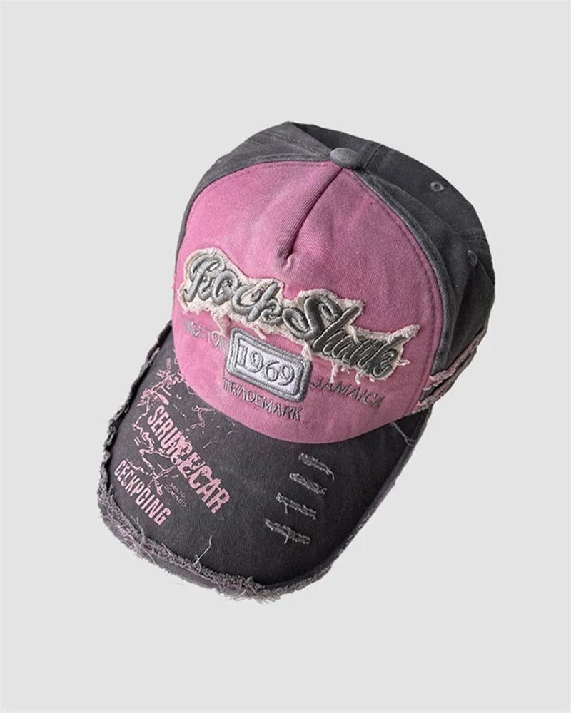 BerryBetty - 1969 Distressed Embroidery Denim Baseball Cap