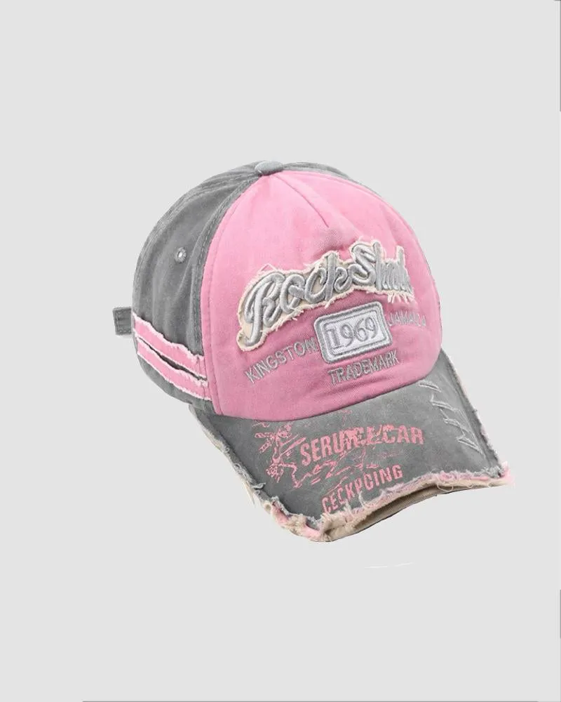 BerryBetty - 1969 Distressed Embroidery Denim Baseball Cap