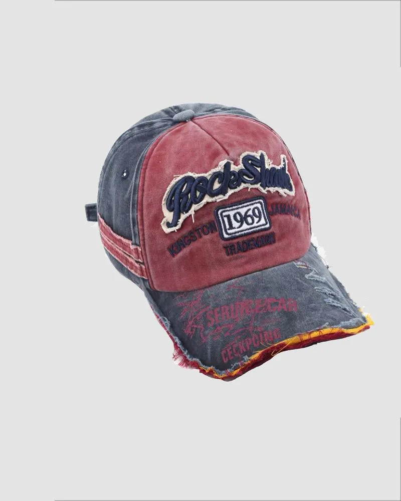 BerryBetty - 1969 Distressed Embroidery Denim Baseball Cap