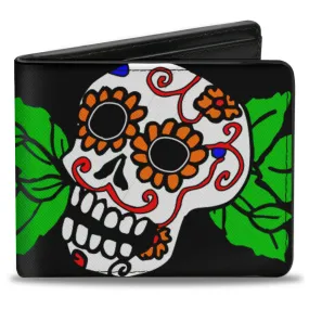 Bi-Fold Wallet - Sugar Skull w Roses & Heart by Buckle-Down