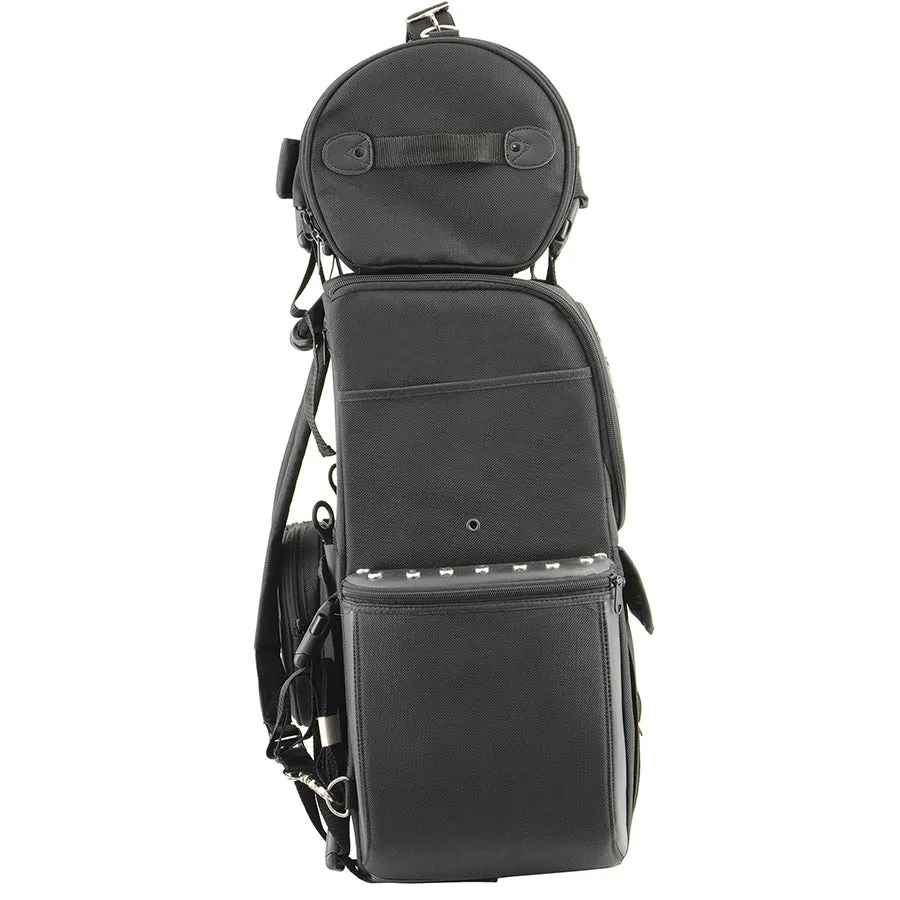 Black Large Textile Two Piece Deluxe Sissy Bar Bag