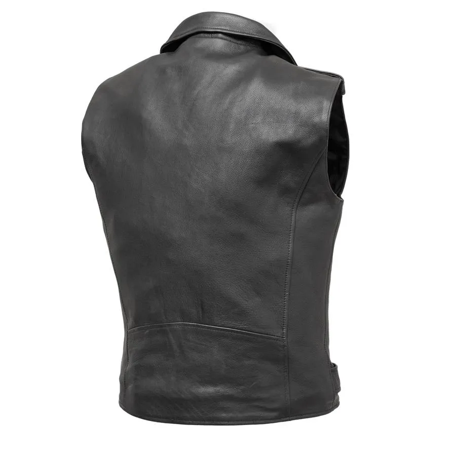 Black Leather "Rockin" Motorcycle Vest