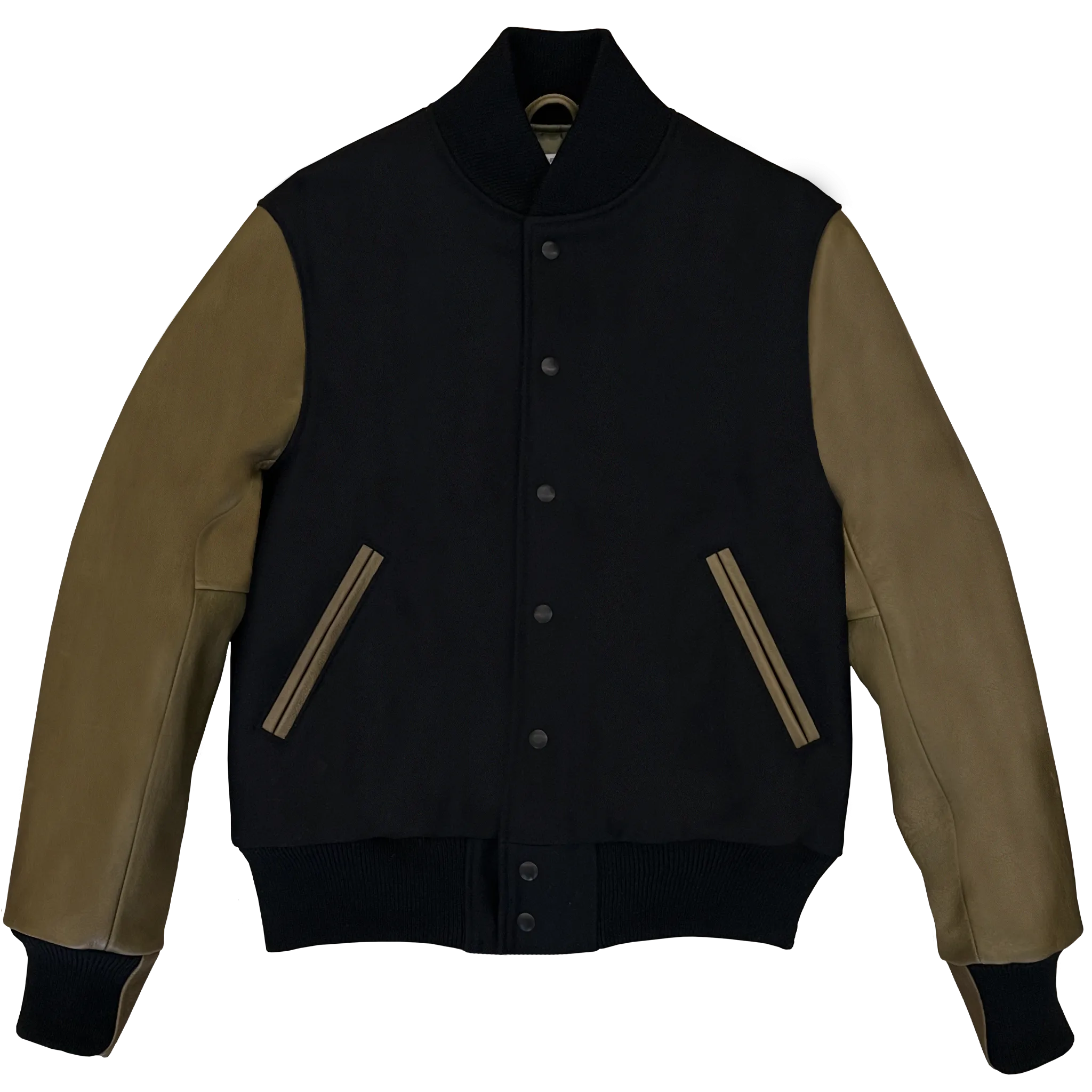 Black/Olive Contemporary Varsity Jacket