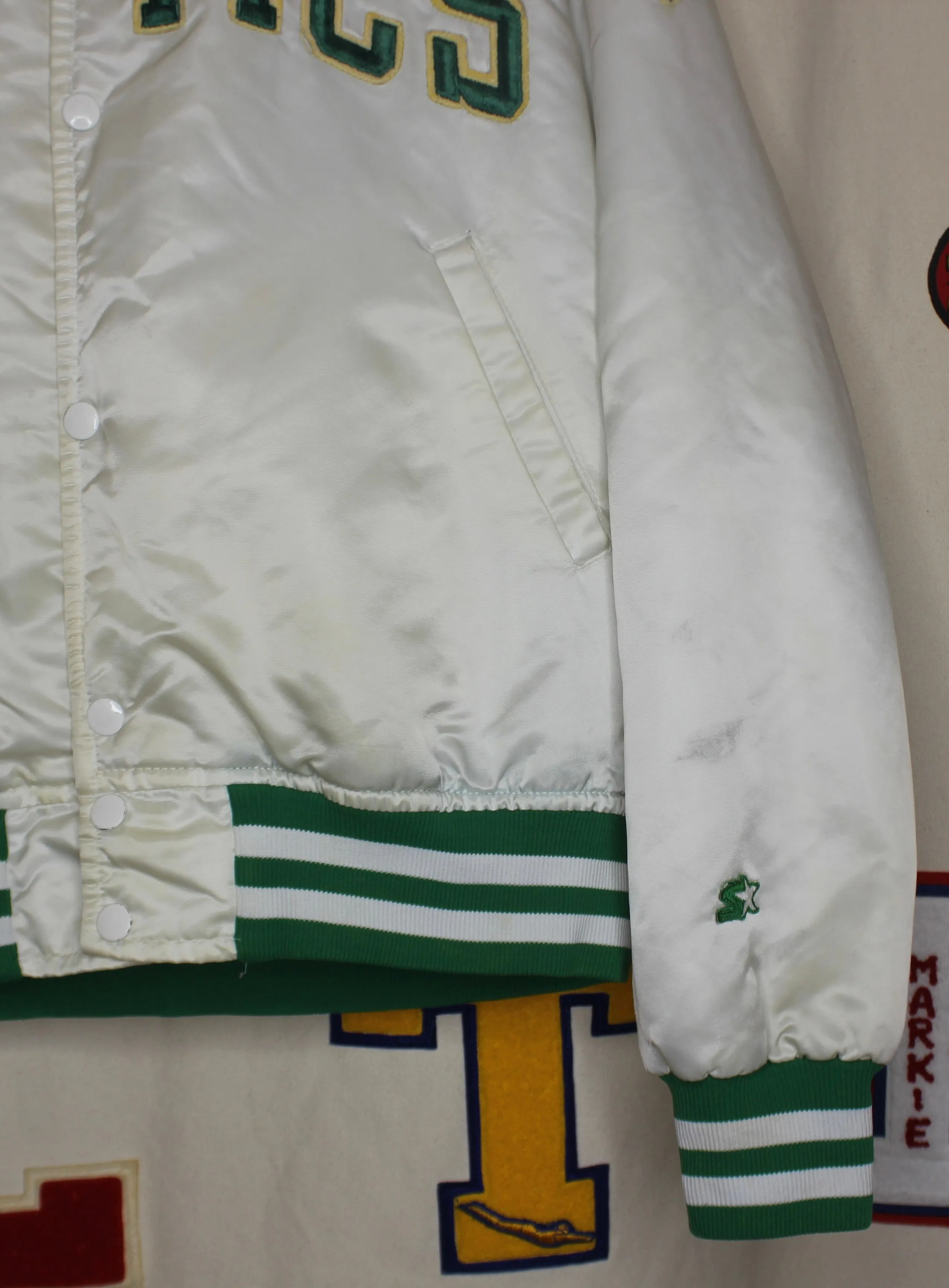 Boston Celtics Starter White Satin Jacket: M