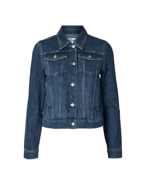 Clair Long Sleeve Mid Blue Denim Jacket - Bue