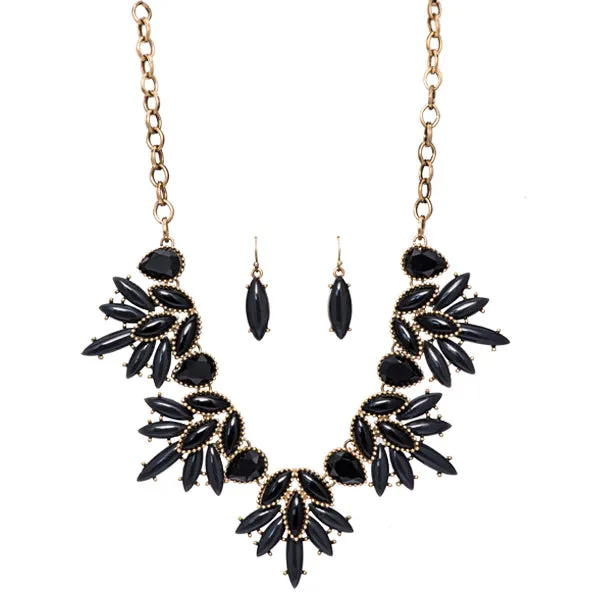 Clara Black Flower Statement Necklace