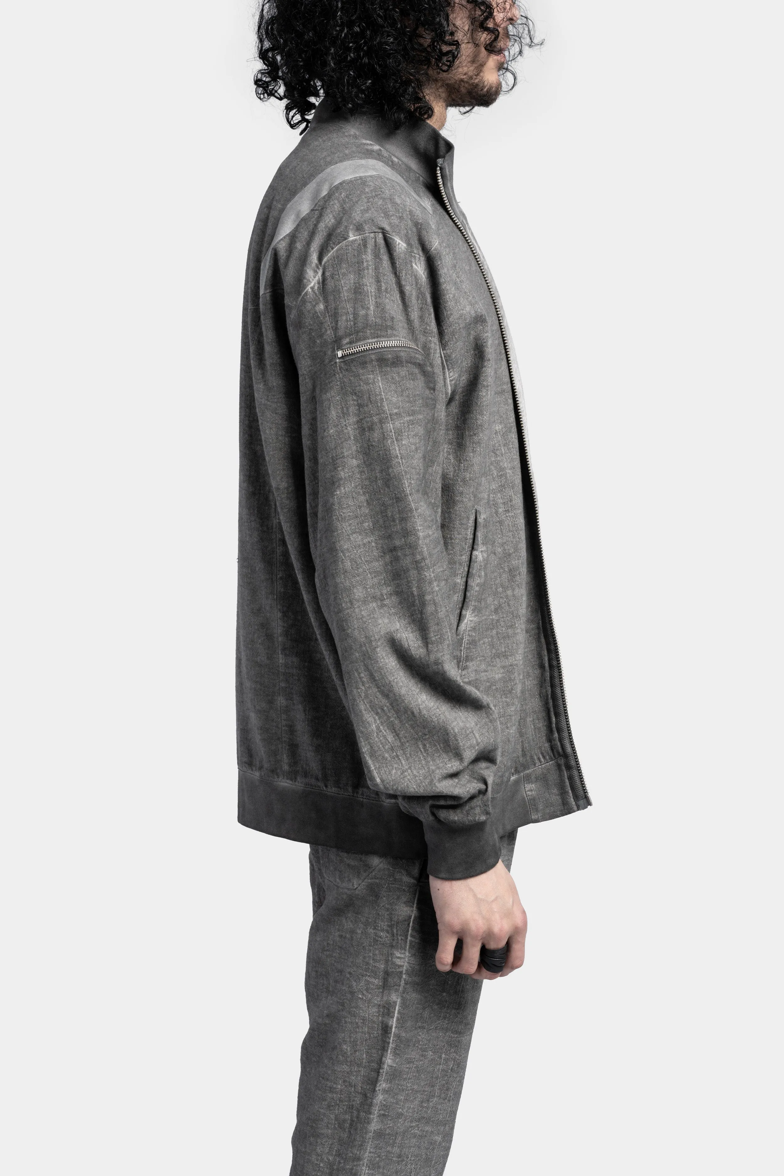 Cotton / Linen Bomber Jacket, Cold Dye Grey