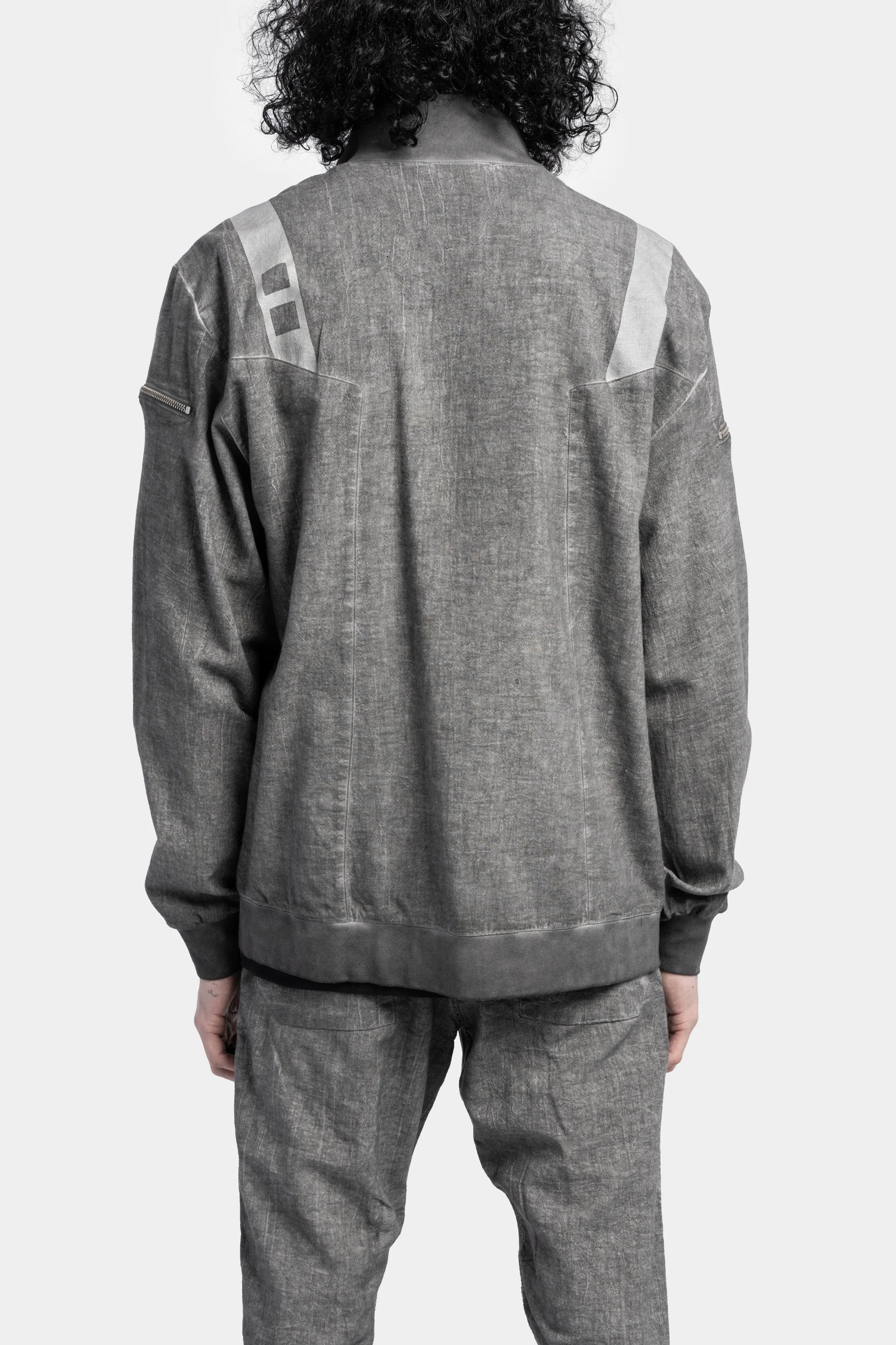 Cotton / Linen Bomber Jacket, Cold Dye Grey