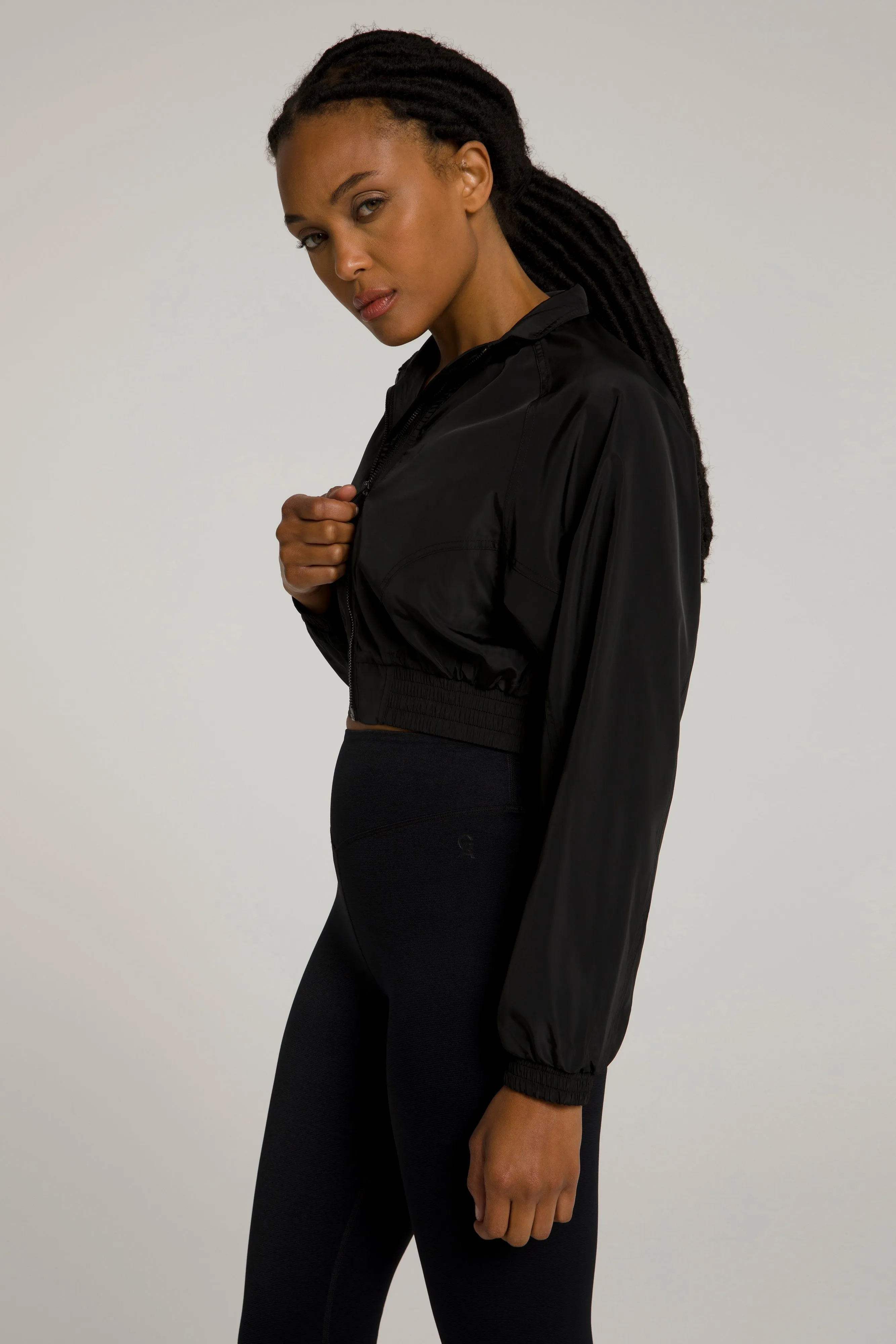 CROP TRACK JACKET | BLACK001