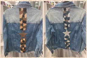 Denim Jacket w/ Hand Beaded Embroidery- Camo Star