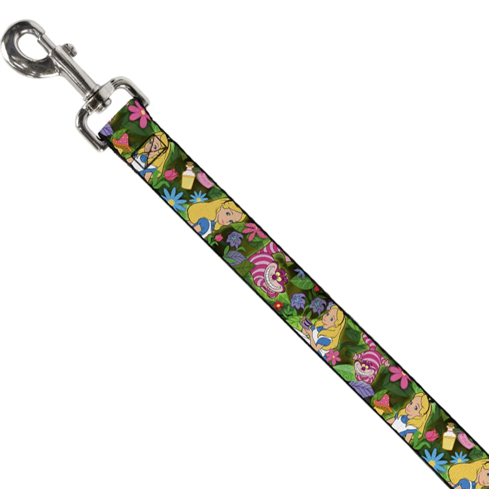 Dog Leash - Alice & Cheshire Cat Poses/Flowers by Buckle-Down