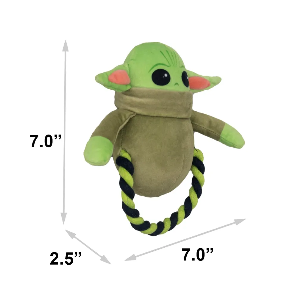 Dog Toy Plush Rope Toy - Star Wars The Child Plush   Green Black Round Rope by Buckle-Down