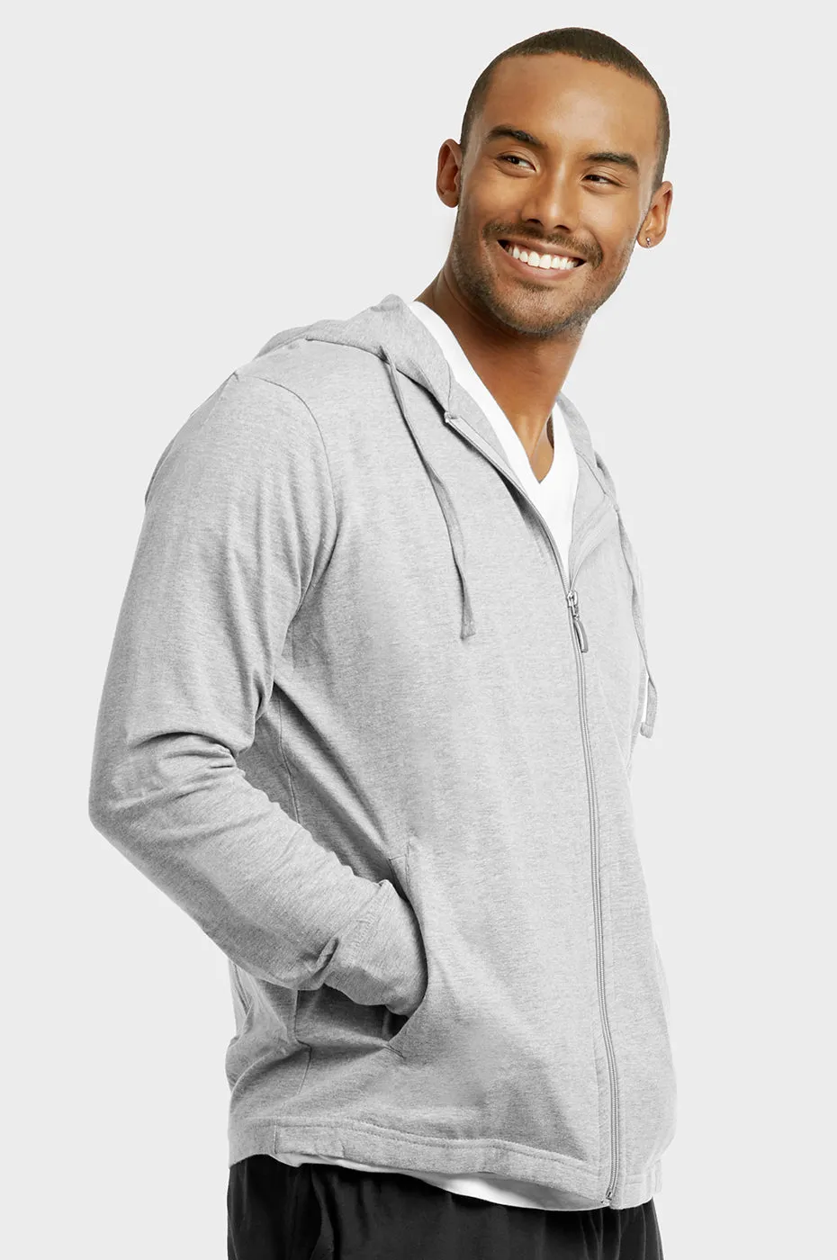 ET TU MEN'S COTTON JERSEY HOODIE JACKET (HD4100E_H.GRY)