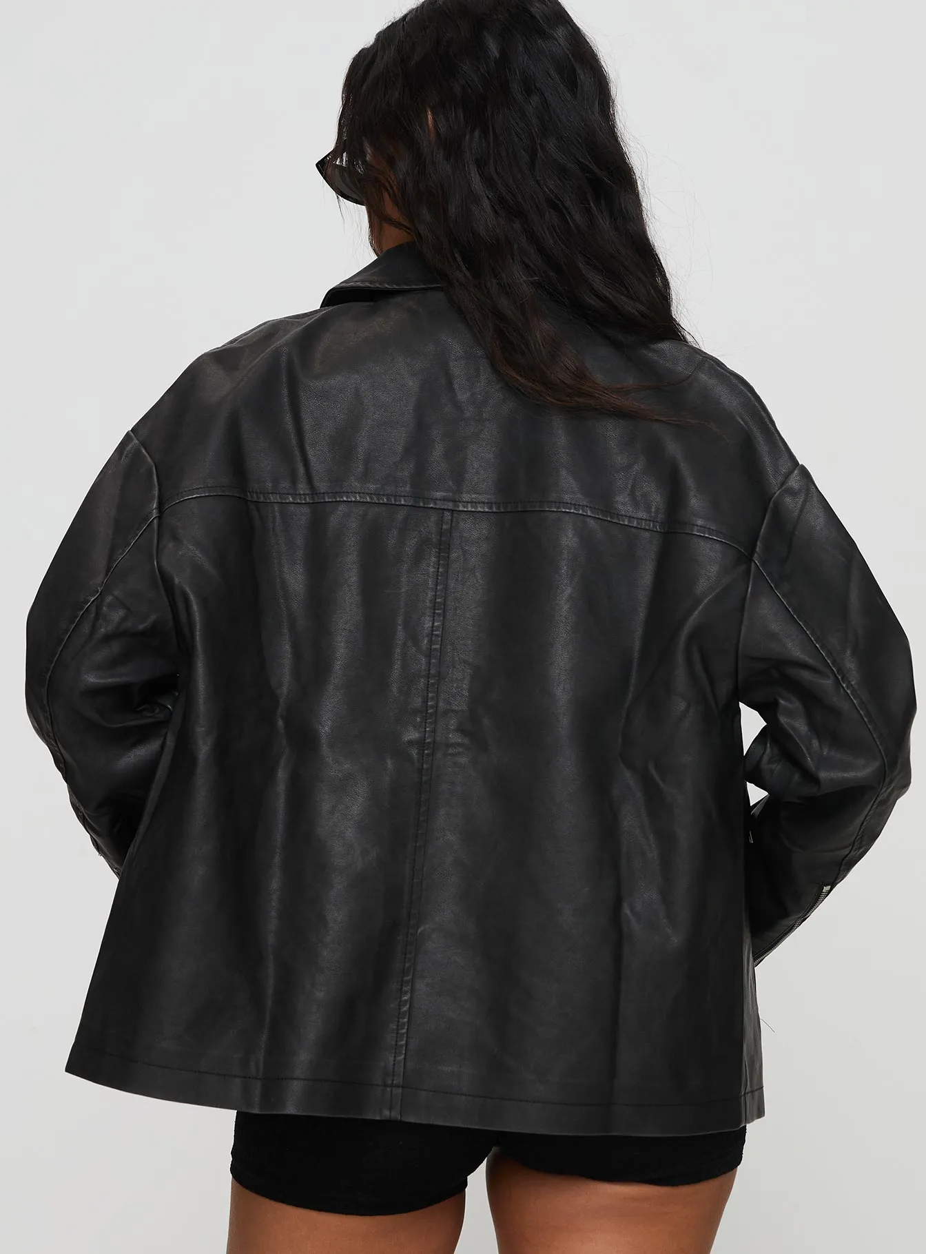 Fashionkova Napoleon Faux Leather Jacket Black