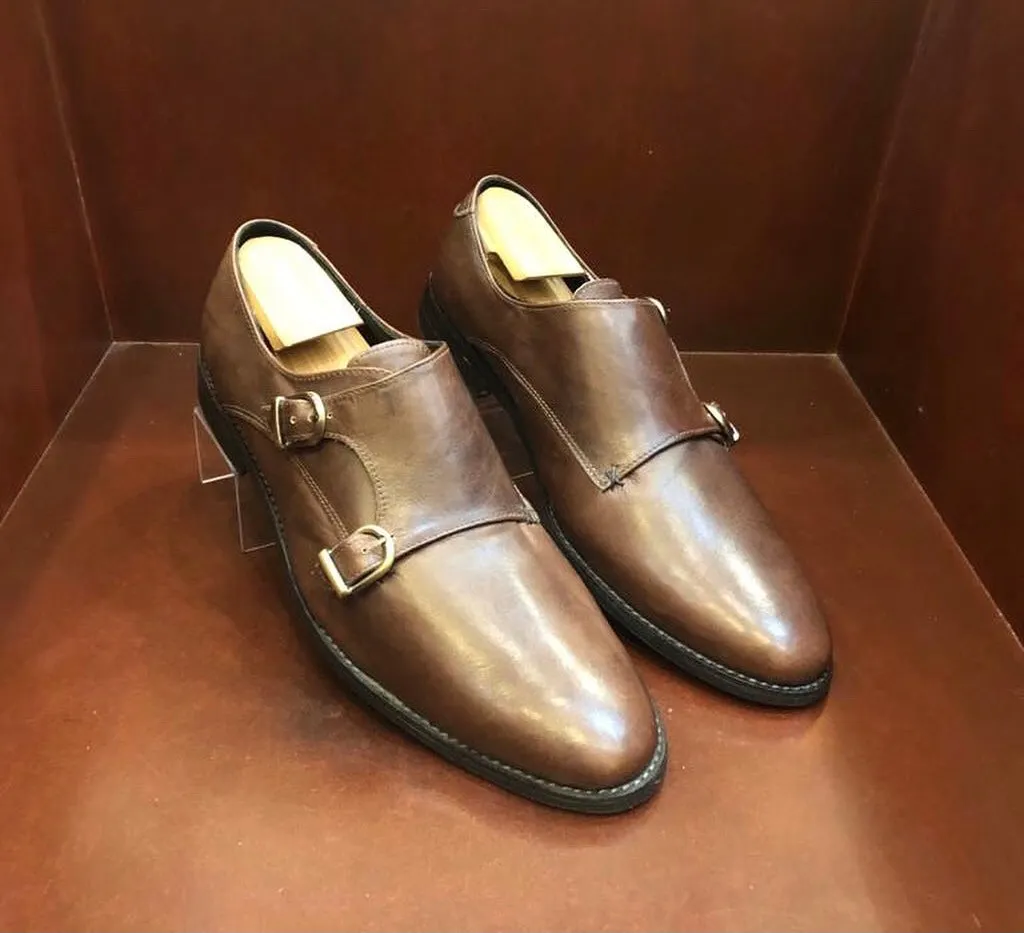 Ferroz Savage-Brown Monkstrap Men's shoes