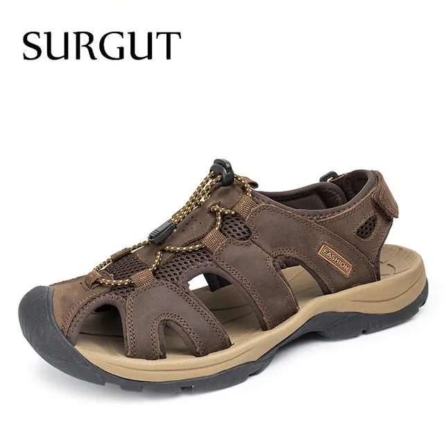 Genuine Leather Shoes Summer New Large Size Men's Sandals Men Sandals Fashion Sandals And Slippers Big Size 38-47