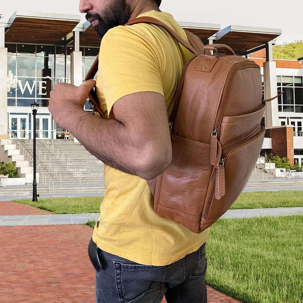 Genuine Leather Travel Backpack for Men Women