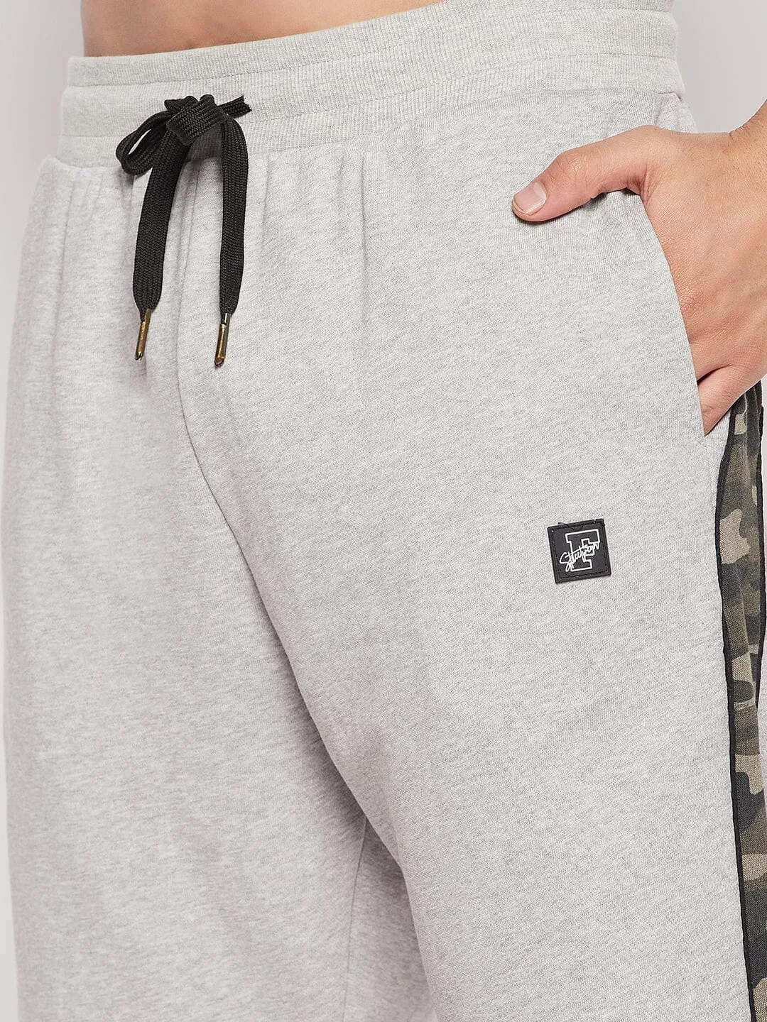 Grey Camo Cut-Sew Sweatshirt and Joggers Combo Tracksuit