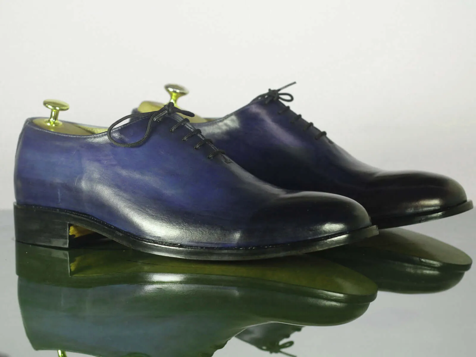 Handmade Men's Navy Blue Wholecut Leather Lace Up Oxford Shoes, Men Designer Dress Formal Shoes