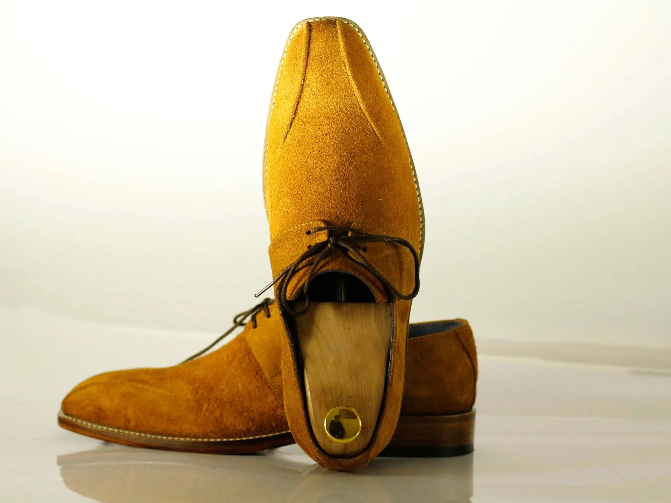 Handmade Men's Tan Suede Lace Up Shoes, Men Designer Dress Formal Luxury Shoes