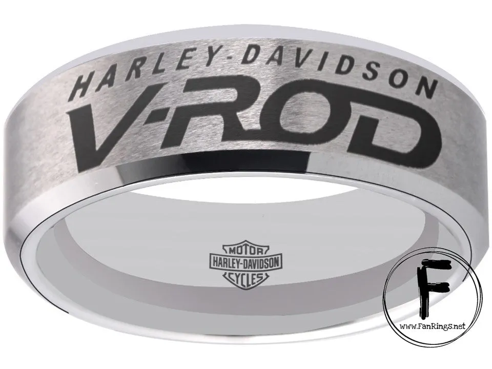 Harley Davidson Ring Men's Ring 8mm Silver and Black V-Rod Ring #harleydavidson