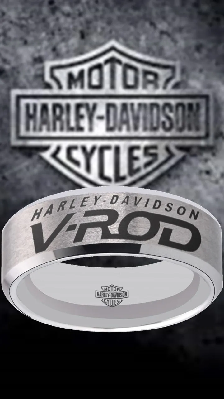 Harley Davidson Ring Men's Ring 8mm Silver and Black V-Rod Ring #harleydavidson