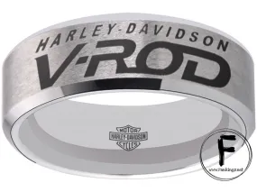 Harley Davidson Ring Men's Ring 8mm Silver and Black V-Rod Ring #harleydavidson