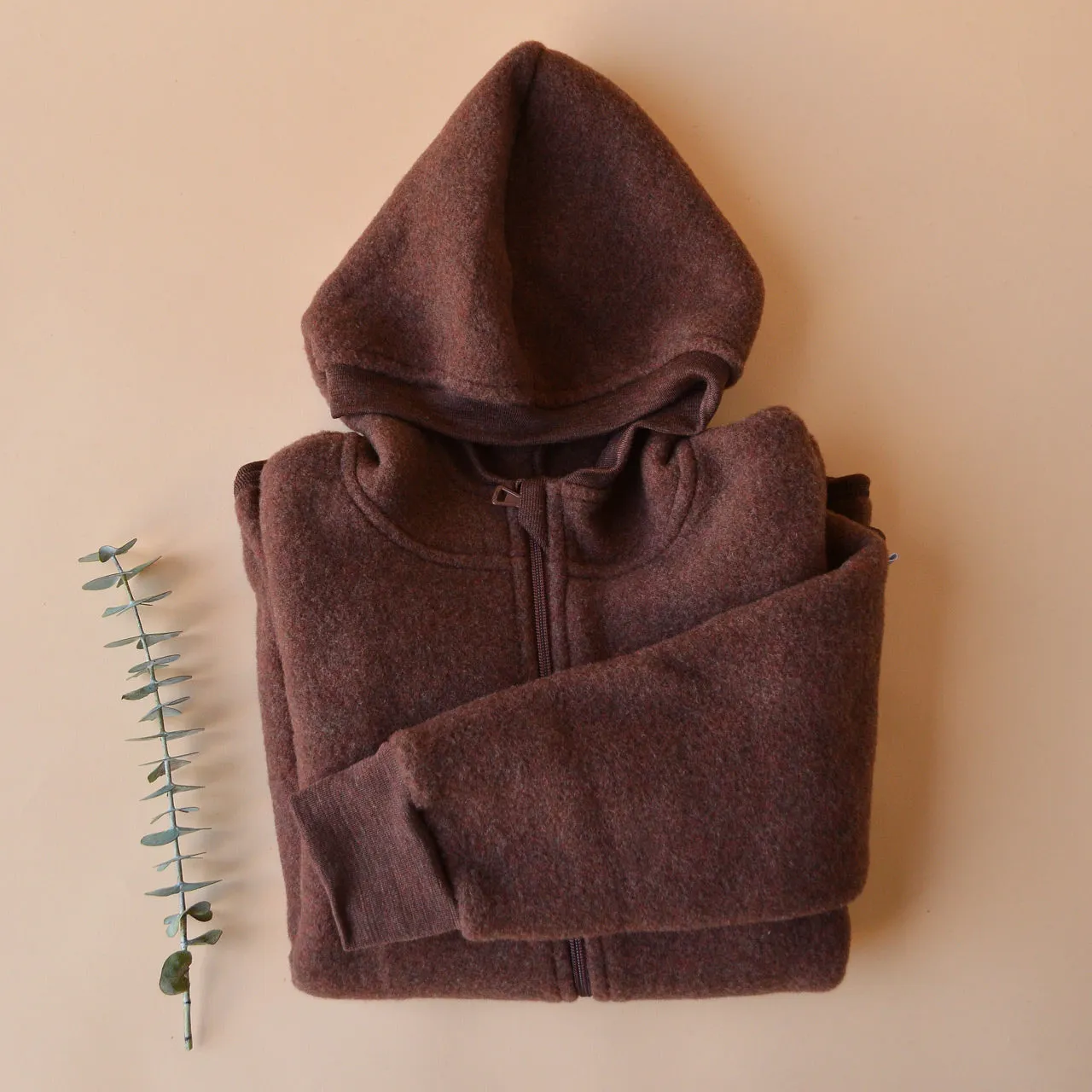 Hooded Jacket in Organic Wool Fleece with Zip (big kids 9-12y )