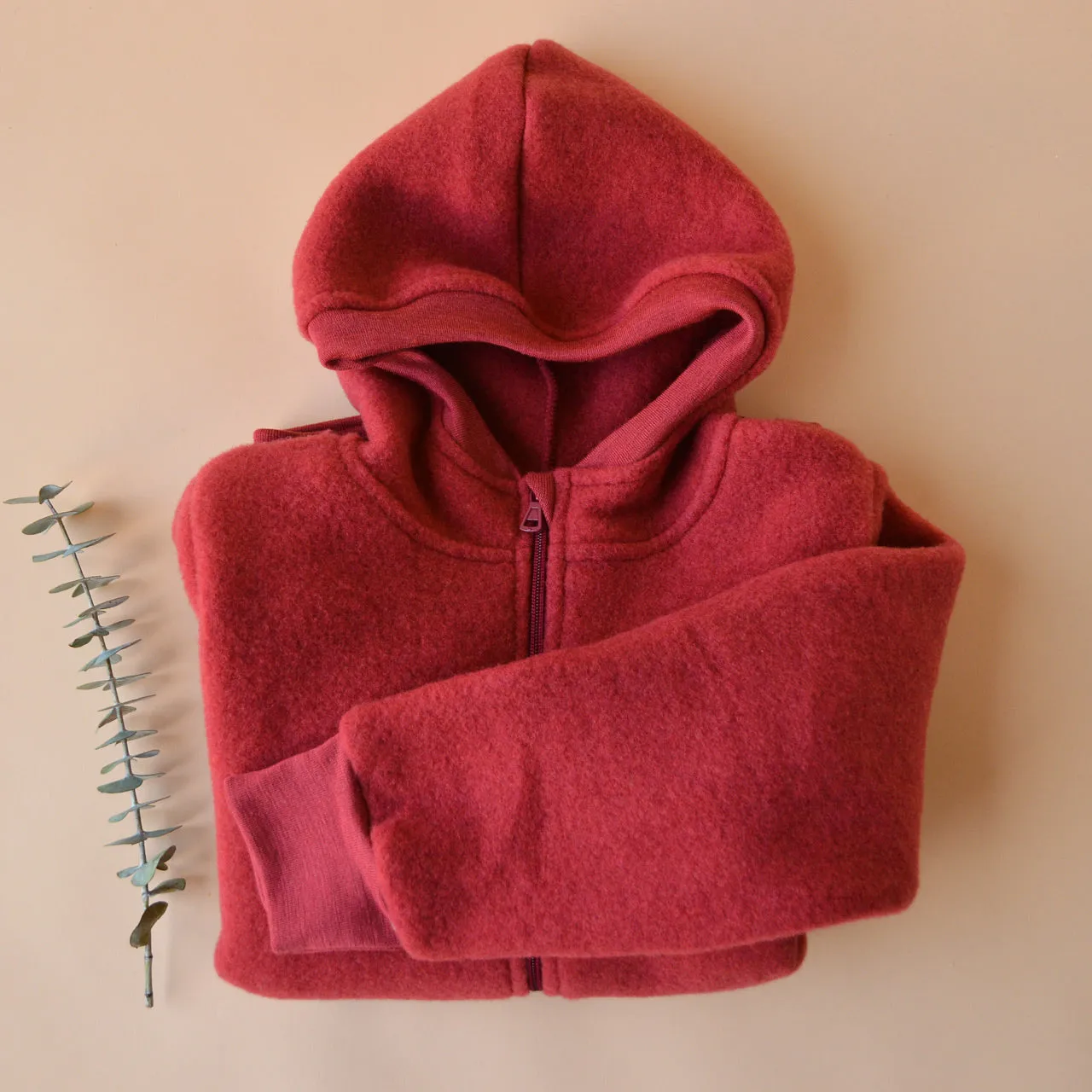 Hooded Jacket in Organic Wool Fleece with Zip (big kids 9-12y )