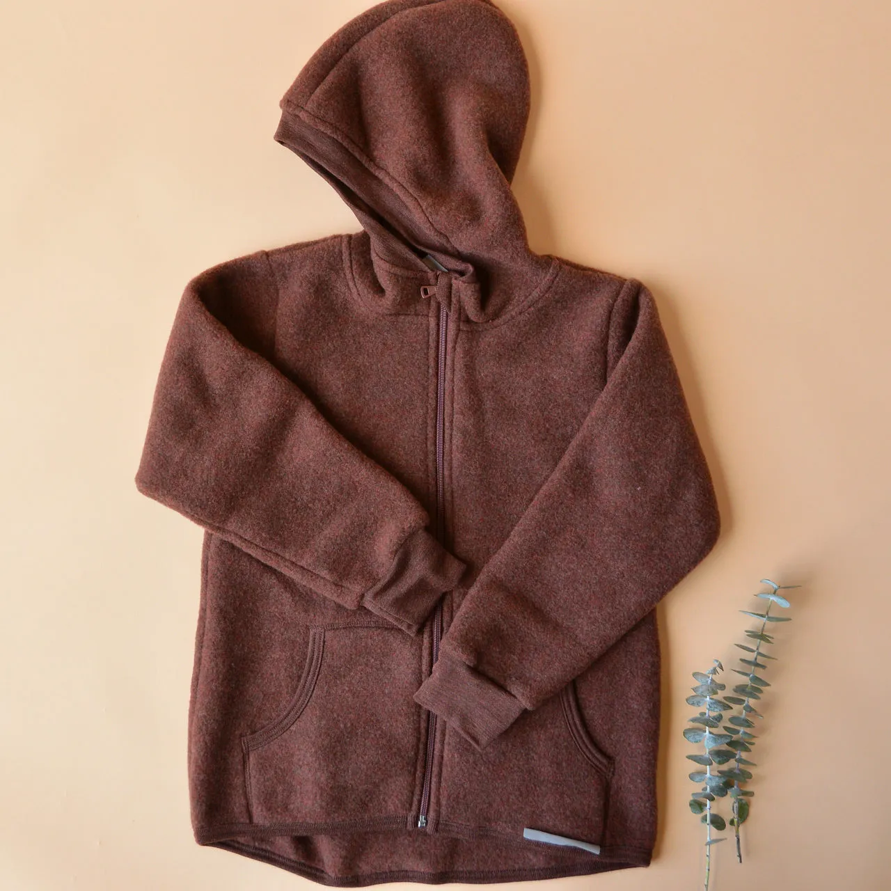 Hooded Jacket in Organic Wool Fleece with Zip (big kids 9-12y )